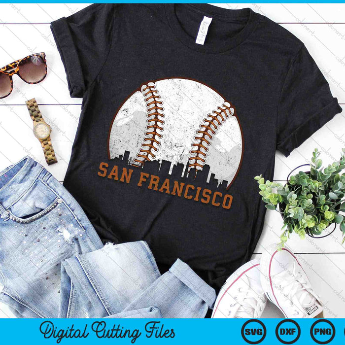 Vintage San Francisco Cityscape Baseball SVG PNG Digital Printable Files