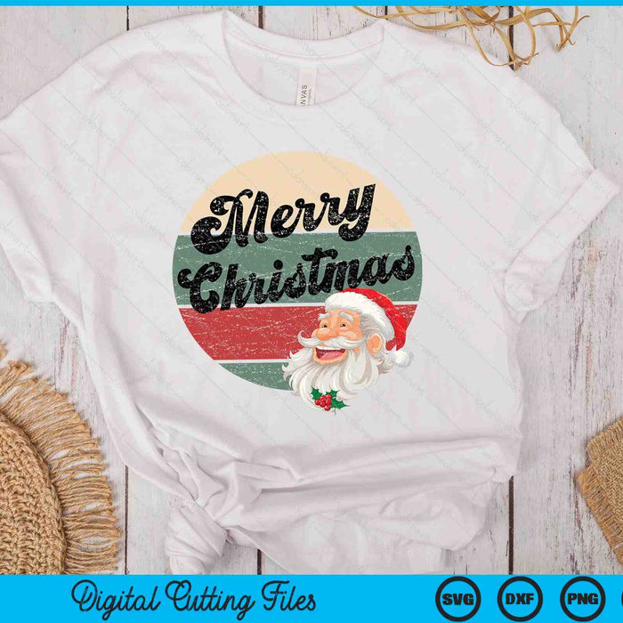 Vintage Santa Claus Merry Christmas Face Old Fashioned SVG PNG Digital Printable Files