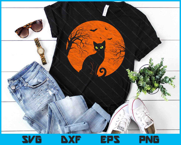 Vintage Scary Christmas Cat Costume Retro Cat Moon Black Cat SVG PNG Digital Printable Files