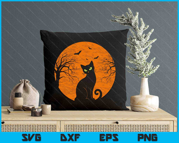 Vintage Scary Christmas Cat Costume Retro Cat Moon Black Cat SVG PNG Digital Printable Files