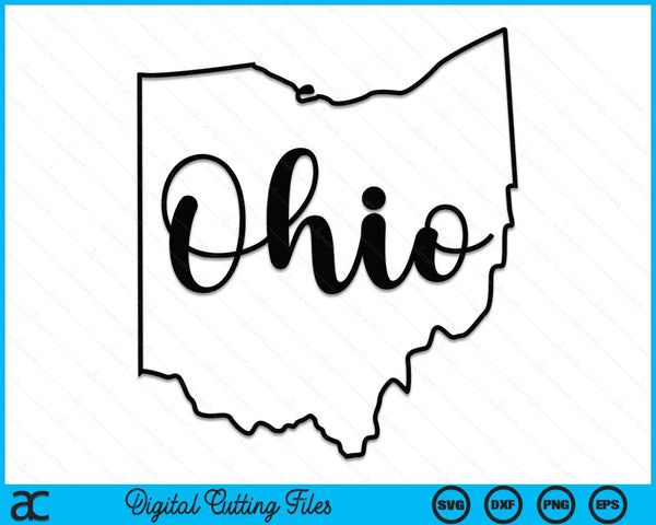 Vintage Script Ohio Map SVG PNG Digital Cutting Files
