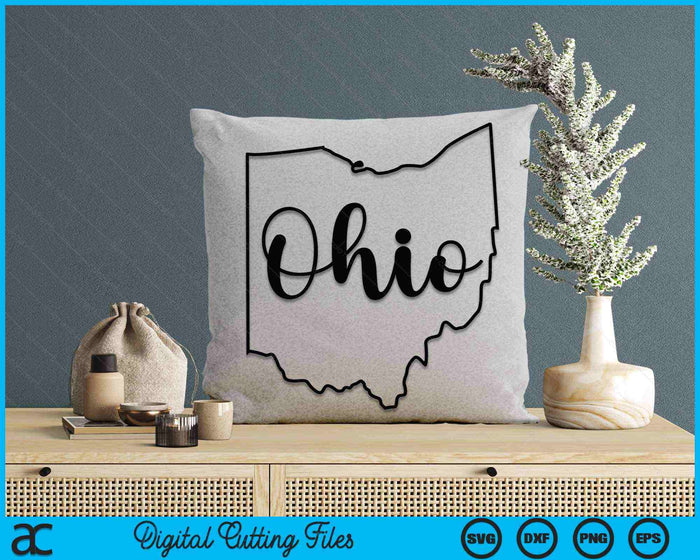 Vintage Script Ohio Map SVG PNG Digital Cutting Files