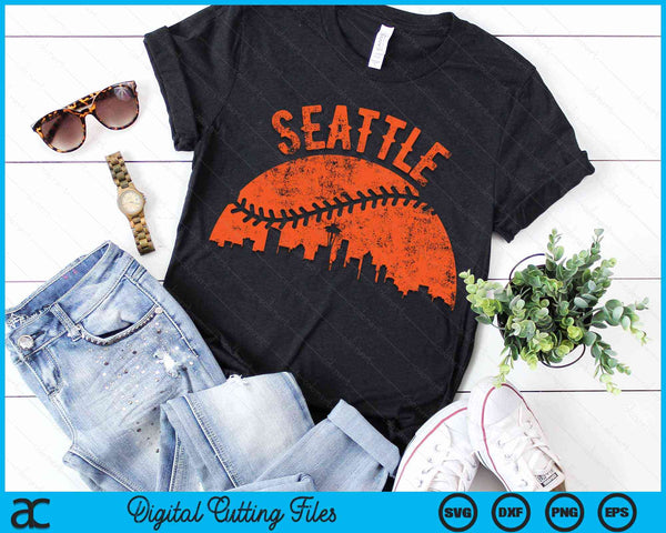 Vintage Seattle Baseball SVG PNG Digital Cutting Files