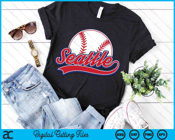 Vintage Seattle Cityscape Baseball SVG PNG Digital Cutting Files