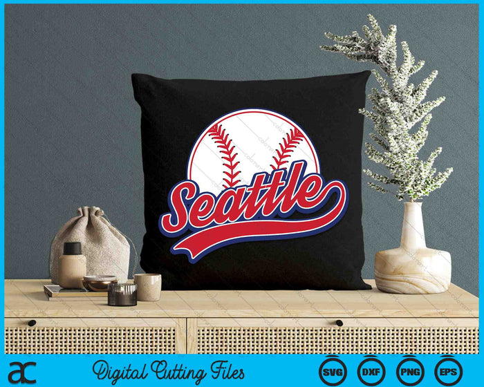 Vintage Seattle Cityscape Baseball SVG PNG Digital Cutting Files