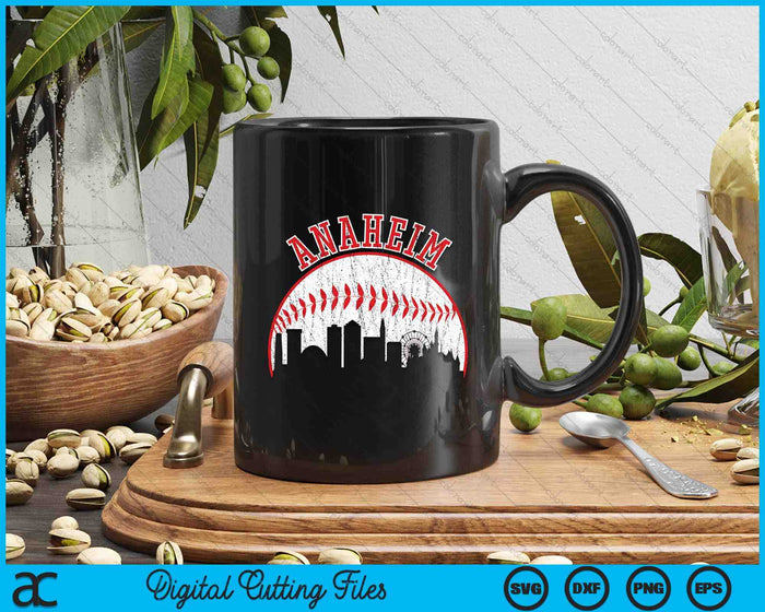 Vintage Skyline Anaheim Baseball SVG PNG Digital Cutting Files