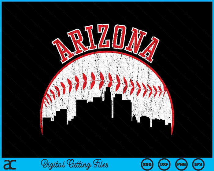 Vintage Skyline Arizona honkbal SVG PNG digitale snijbestanden