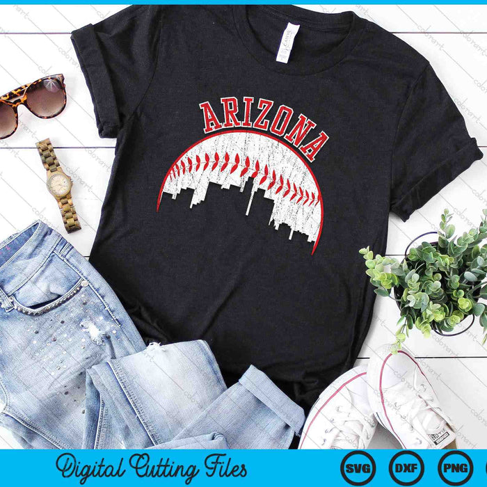 Vintage Skyline Arizona Baseball SVG PNG Digital Cutting Files