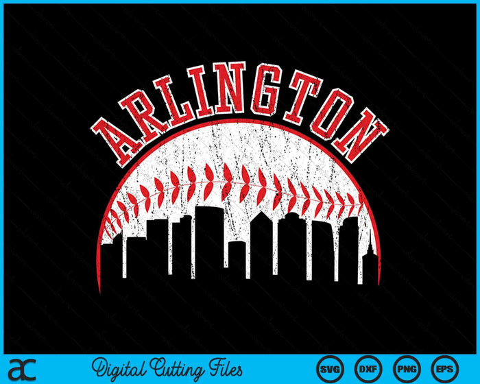 Vintage Skyline Arlington honkbal SVG PNG digitale snijbestanden