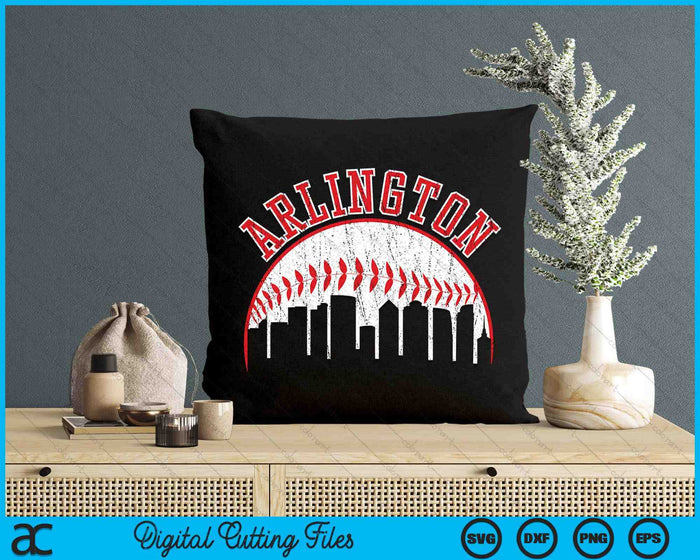 Vintage Skyline Arlington Baseball SVG PNG Digital Cutting Files
