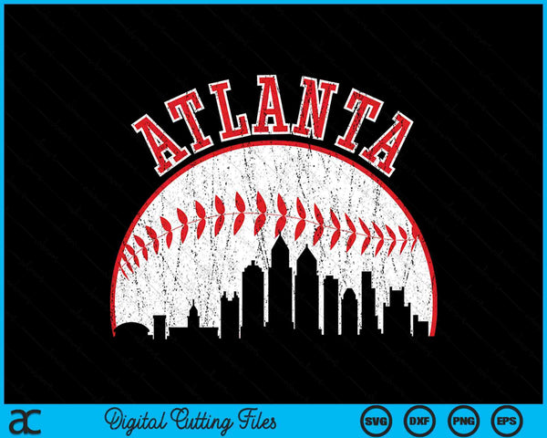 Vintage Skyline Atlanta Baseball SVG PNG Digital Cutting Files