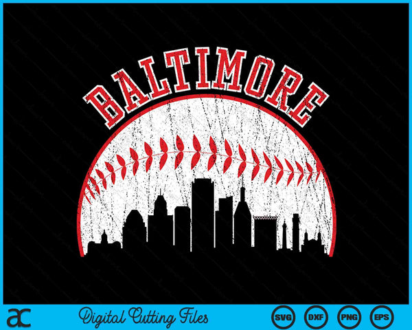 Vintage Skyline Baltimore honkbal SVG PNG digitale snijbestanden