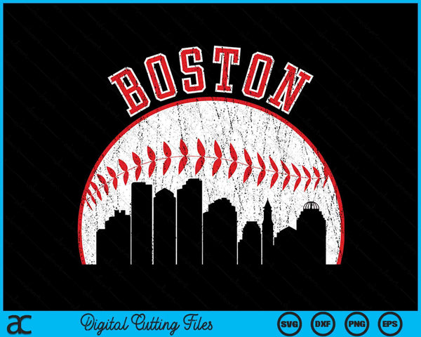Vintage Skyline Boston honkbal SVG PNG digitale snijbestanden