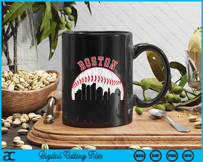 Vintage Skyline Boston Baseball SVG PNG Digital Cutting Files