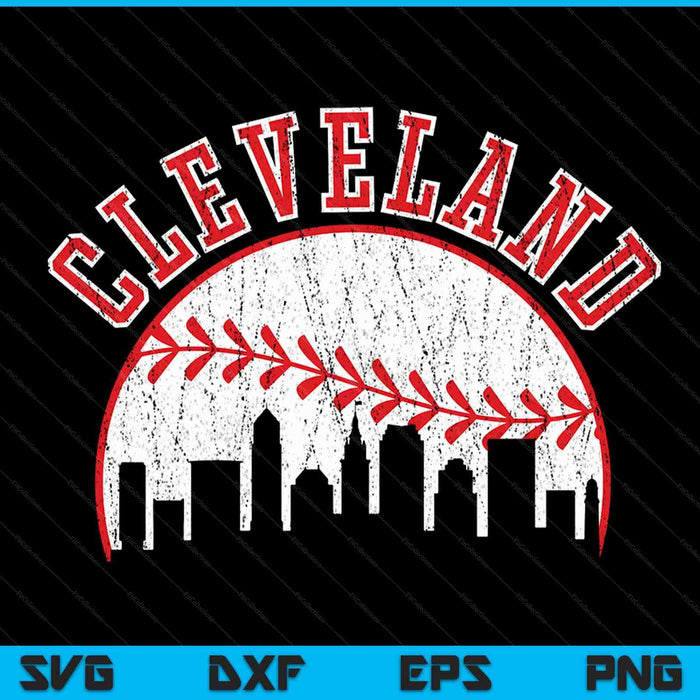 Vintage skyline Cleveland baseball SVG PNG cut file for Cricut