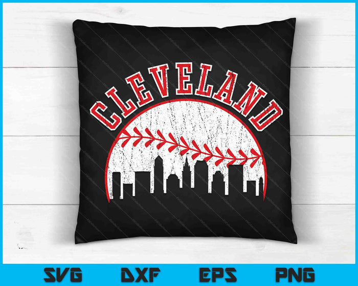 Vintage Skyline Cleveland Baseball SVG PNG Digital Cutting Files
