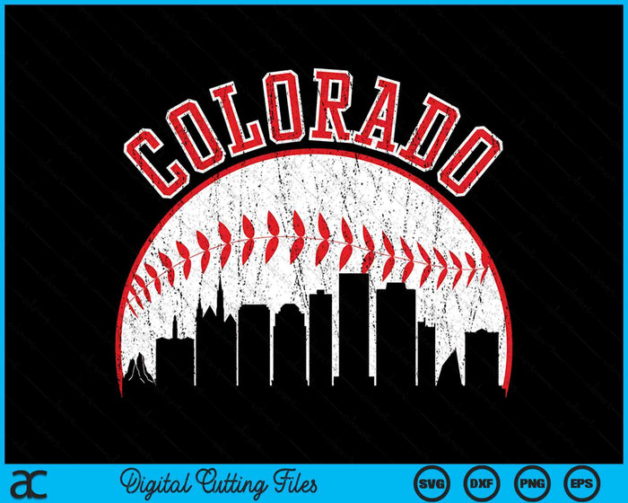 Vintage Skyline Colorado honkbal SVG PNG digitale snijbestanden