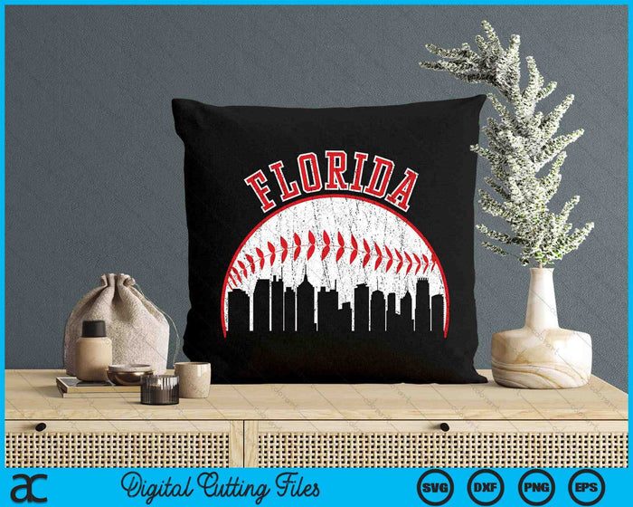 Vintage Skyline Florida Baseball SVG PNG Digital Cutting Files