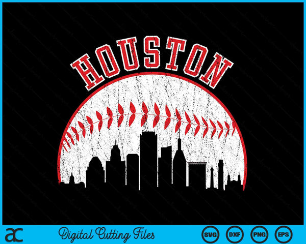 Vintage Skyline Houston honkbal SVG PNG digitale snijbestanden