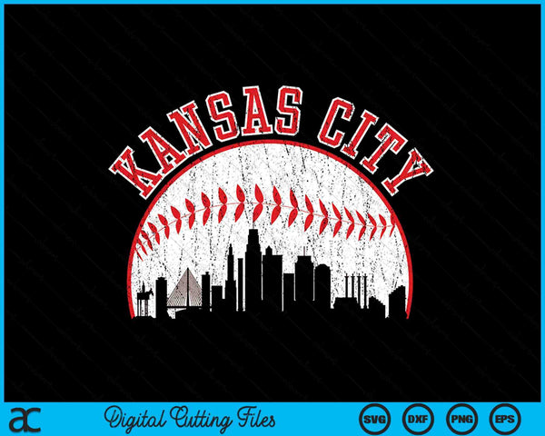 Vintage Skyline Kansas City honkbal SVG PNG digitale snijbestanden