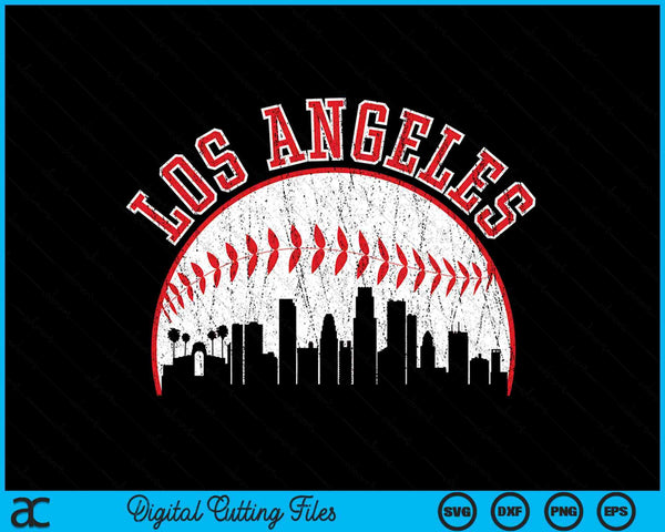 Vintage Skyline Los Angeles honkbal SVG PNG digitale snijbestanden