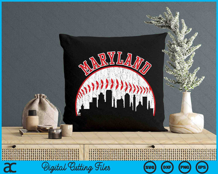Vintage Skyline Maryland Baseball SVG PNG Digital Cutting Files