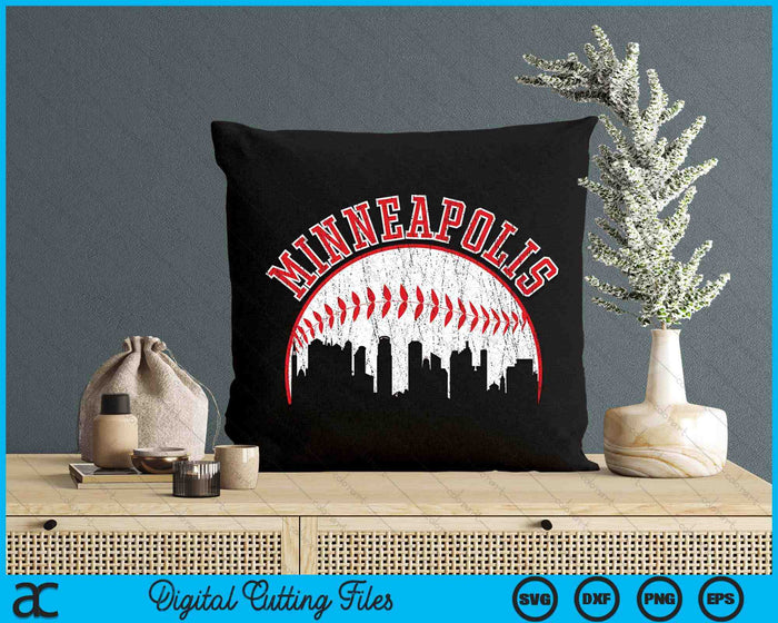 Vintage Skyline Minneapolis Baseball SVG PNG Digital Cutting Files