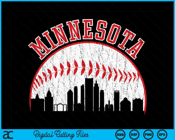 Vintage Skyline Minnesota honkbal SVG PNG digitale snijbestanden