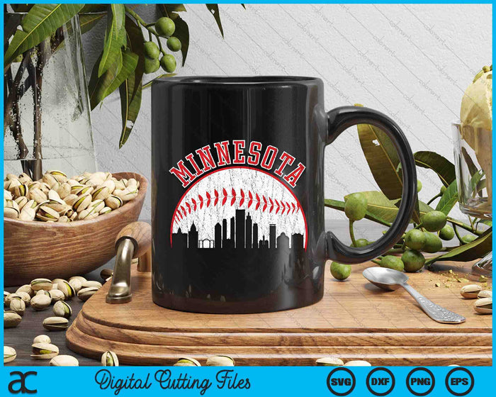 Vintage Skyline Minnesota Baseball SVG PNG Digital Cutting Files