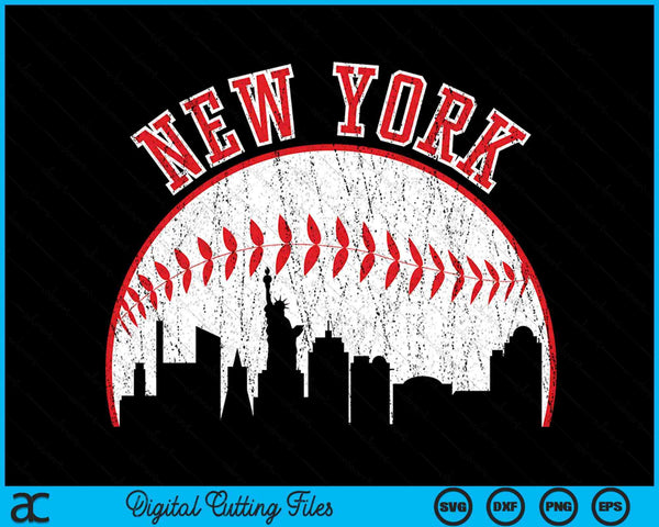 Vintage Skyline New York honkbal SVG PNG digitale snijbestanden