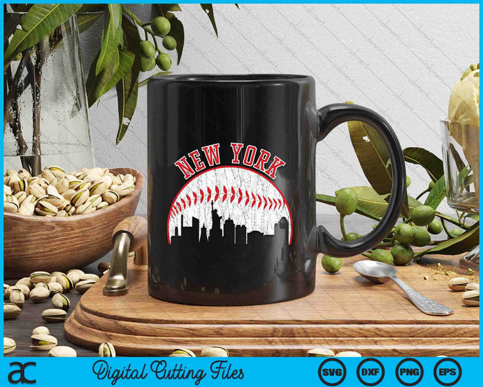 Vintage Skyline New York honkbal SVG PNG digitale snijbestanden