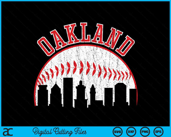 Vintage Skyline Oakland Baseball SVG PNG Digital Cutting Files