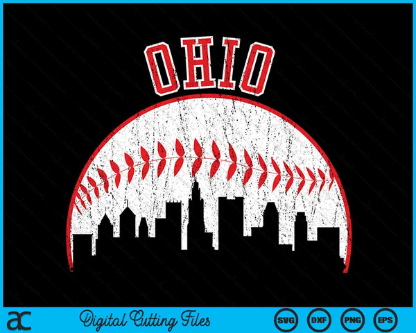 Vintage Skyline Ohio honkbal SVG PNG digitale snijden bestanden