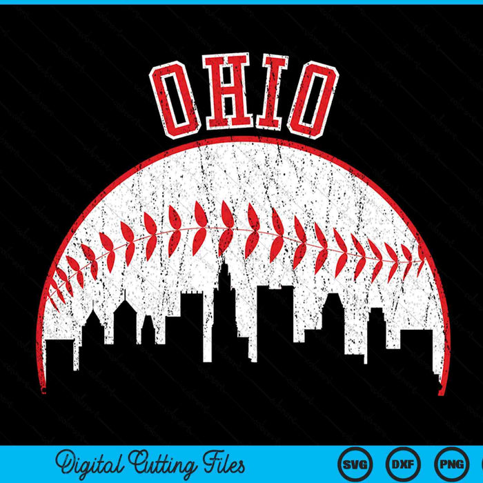 Vintage Skyline Ohio honkbal SVG PNG digitale snijden bestanden