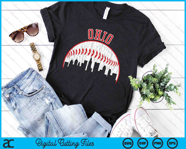 Vintage Skyline Ohio Baseball SVG PNG Digital Cutting Files
