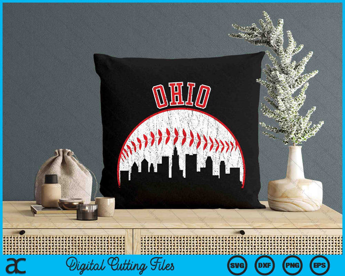 Vintage Skyline Ohio Baseball SVG PNG Digital Cutting Files