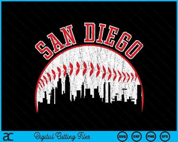 Vintage Skyline San Diego Baseball SVG PNG Digital Cutting Files