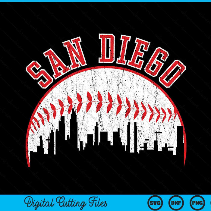 Vintage skyline San Diego baseball SVG PNG cut file for Cricut