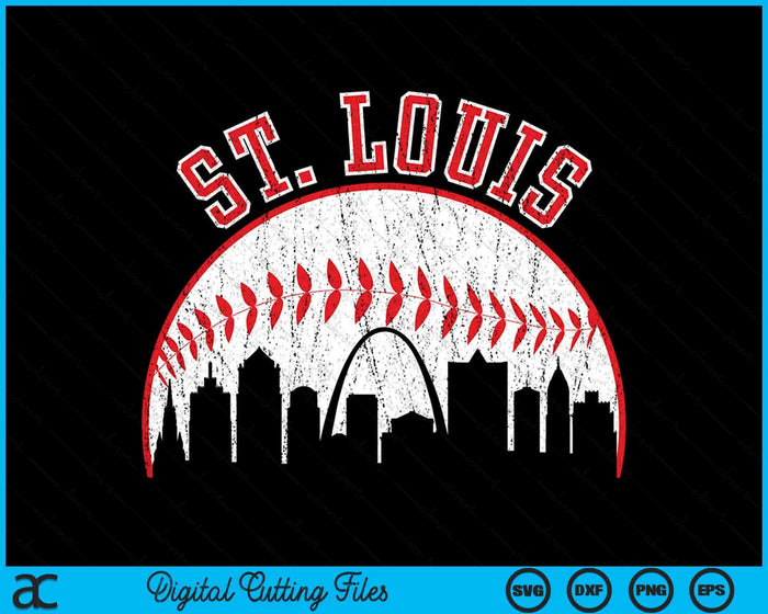 Vintage Skyline St. Louis honkbal SVG PNG digitale snijbestanden