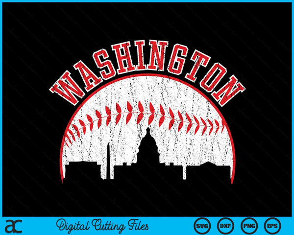 Vintage Skyline Washington Baseball SVG PNG Digital Cutting Files