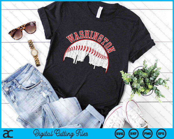 Vintage Skyline Washington Baseball SVG PNG Digital Cutting Files