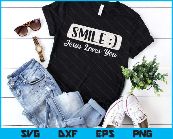 Vintage Smile Loves You Jesus Religious Faith Christian SVG PNG Digital Printable Files