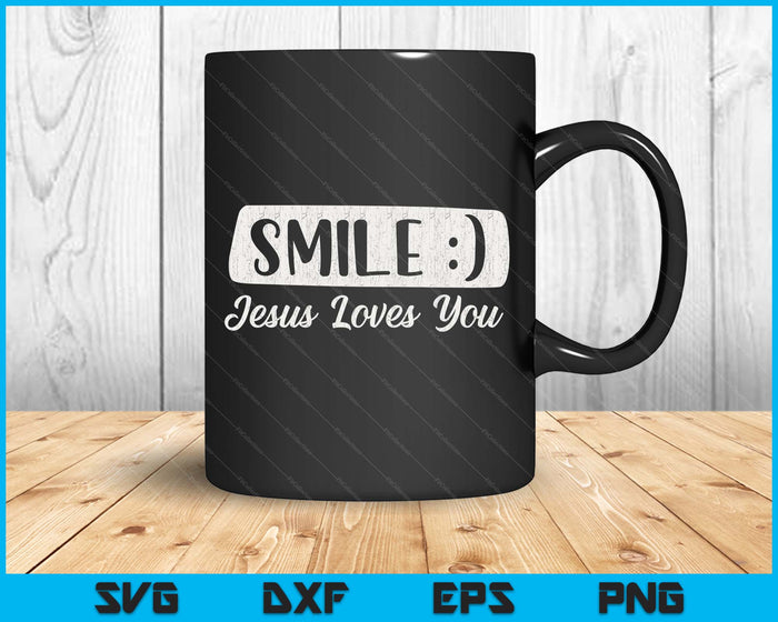 Vintage Smile Loves You Jesus Religious Faith Christian SVG PNG Digital Printable Files