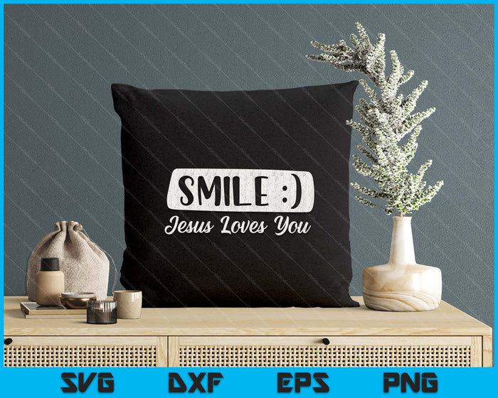 Vintage Smile Loves You Jesus Religious Faith Christian SVG PNG Digital Printable Files