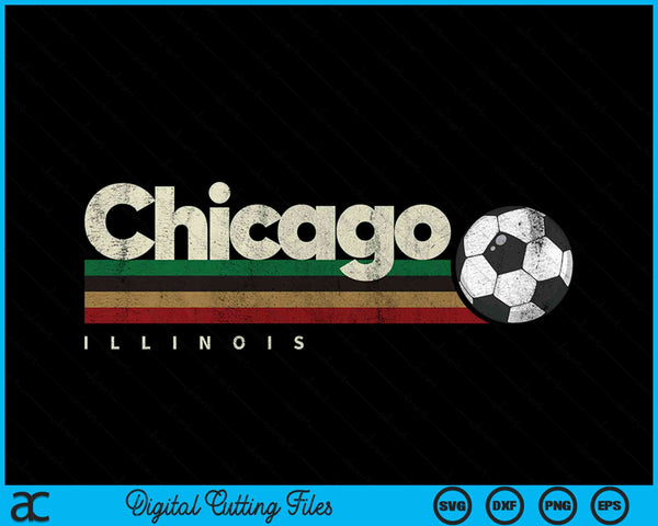 Vintage Soccer Chicago City Soccer Retro Stripes SVG PNG Digital Cutting Files