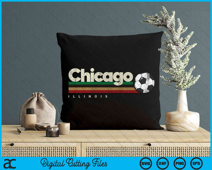 Vintage Soccer Chicago City Soccer Retro Stripes SVG PNG Digital Cutting Files