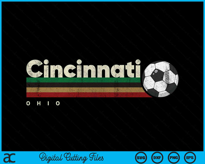 Vintage Soccer Cincinnati City Soccer Retro Stripes SVG PNG Digital Cutting Files