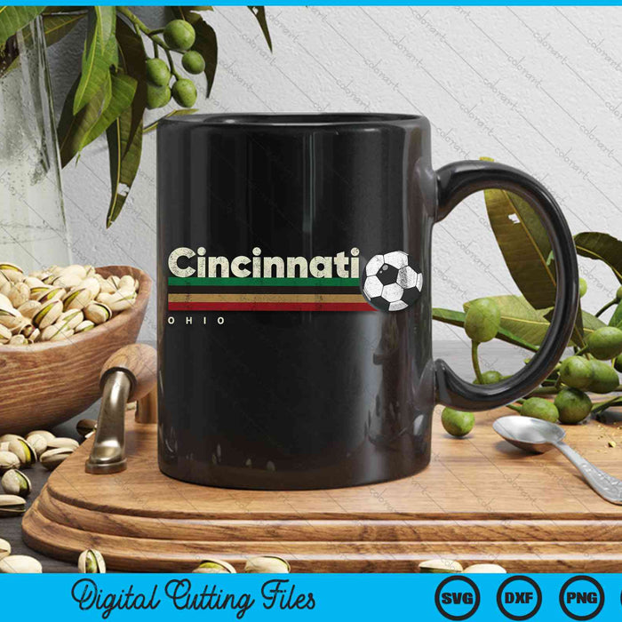 Vintage Soccer Cincinnati City Soccer Retro Stripes SVG PNG Digital Cutting Files