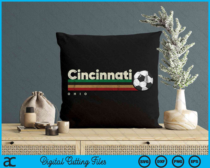 Vintage Soccer Cincinnati City Soccer Retro Stripes SVG PNG Digital Cutting Files