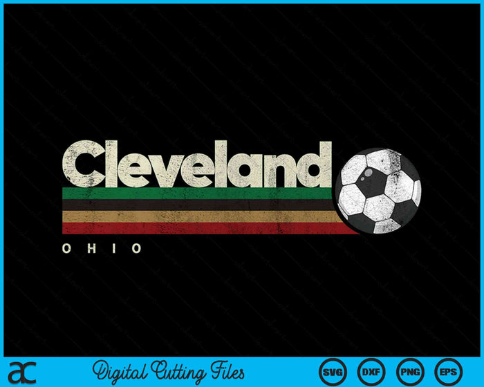 Vintage Soccer Cleveland City Soccer Retro Stripes SVG PNG Digital Cutting Files